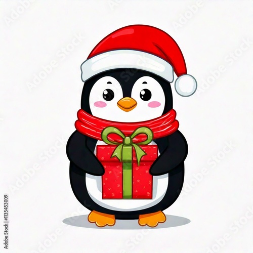 Cute Christmas Penguin Character Design Illustration