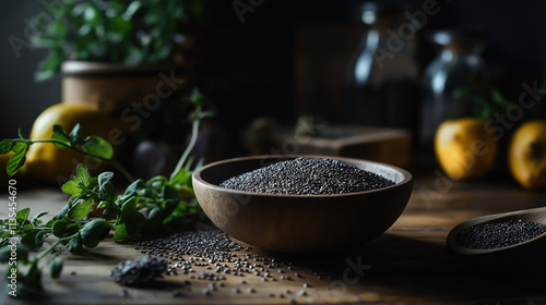 Studio Shot of Chia Seeds