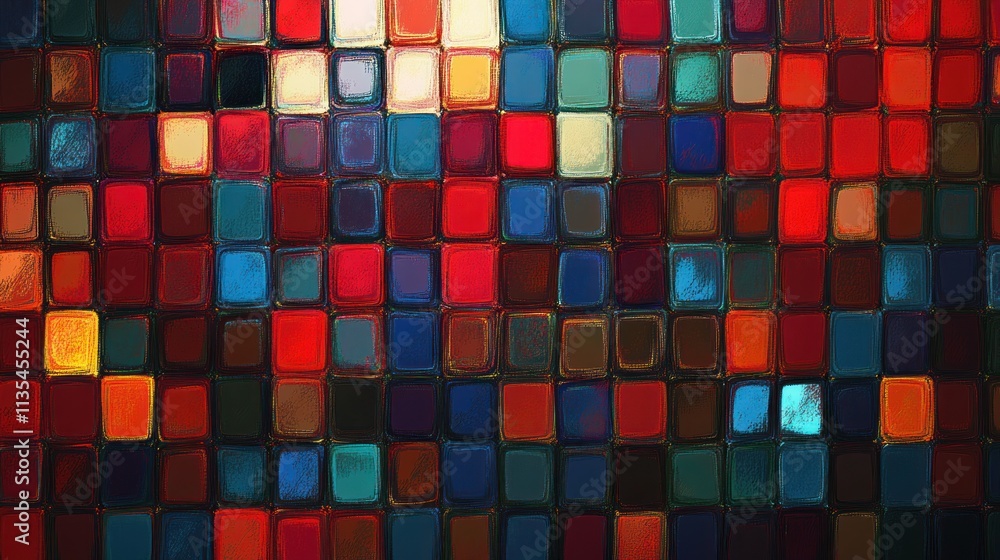 Abstract Colorful Mosaic: A Vivid Display of Squares Abstract Colorful Mosaic: A Vivid Display of Squares