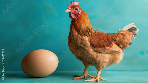 Studio Shot of a Chicken Bird with Detailed Feathers