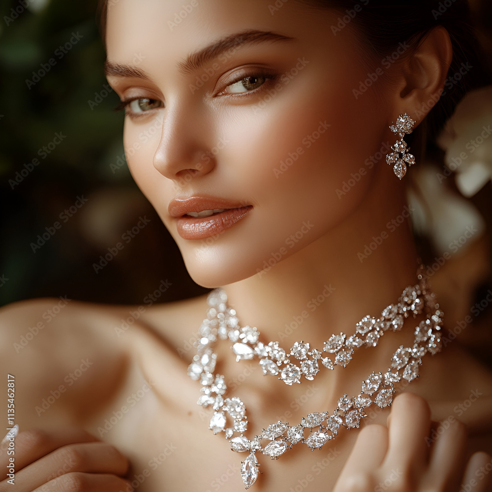 Elegant woman with beautiful jewelry Elegant woman with beautiful jewelry