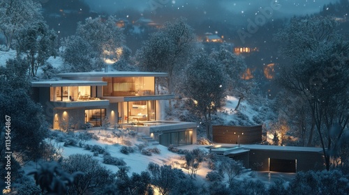Snowy Mountaintop Modern Home: A Winter Wonderland Escape