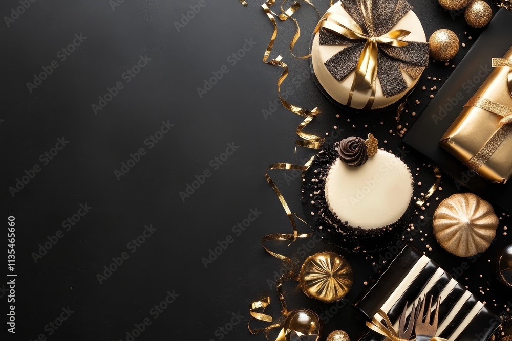 Fototapeta premium Elegant birthday celebration template featuring opulent designs and customizable elements