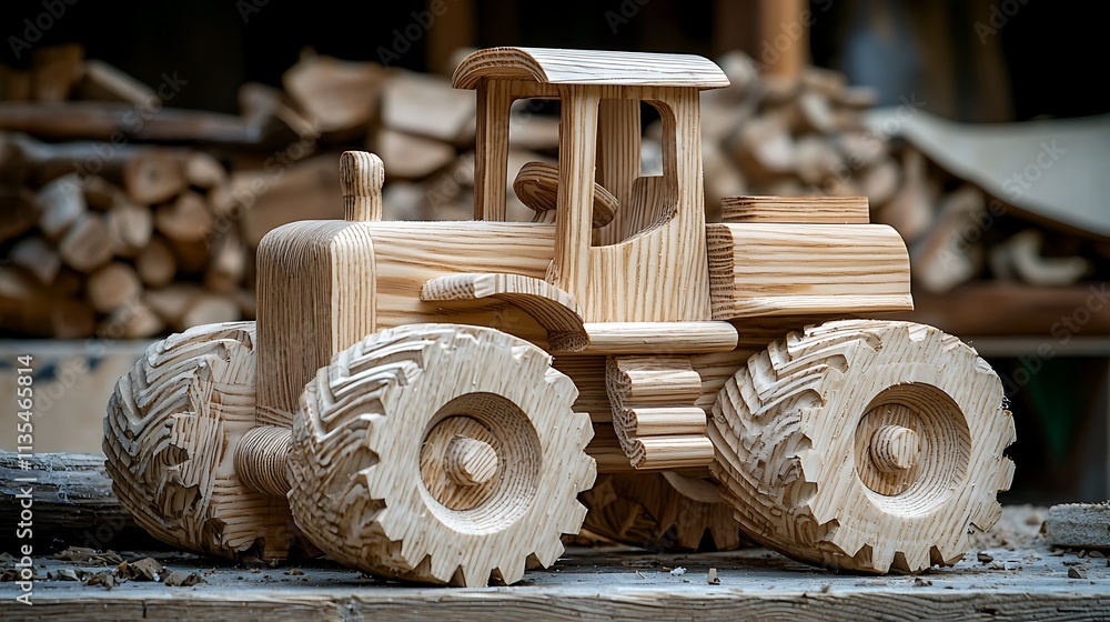 Wooden tractor model