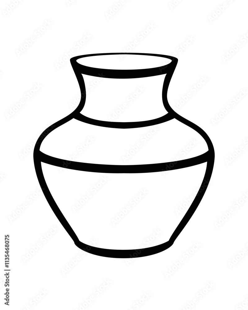 Vase - pottery folk product. Vase - a vector linear picture for coloring. Traditional dishes. Outline. Vase - pottery folk product. Vase - a vector linear picture for coloring. Traditional dishes. Outline.