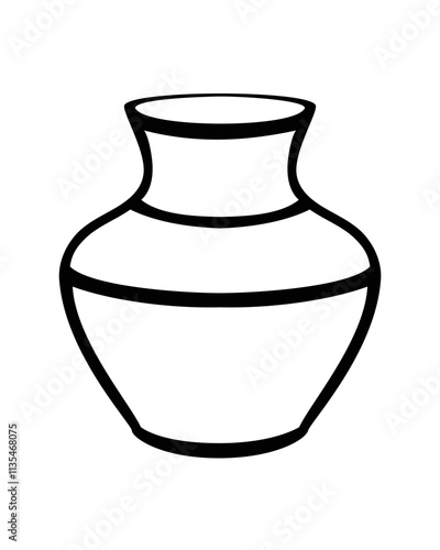 Vase - pottery folk product. Vase - a vector linear picture for coloring. Traditional dishes. Outline.	