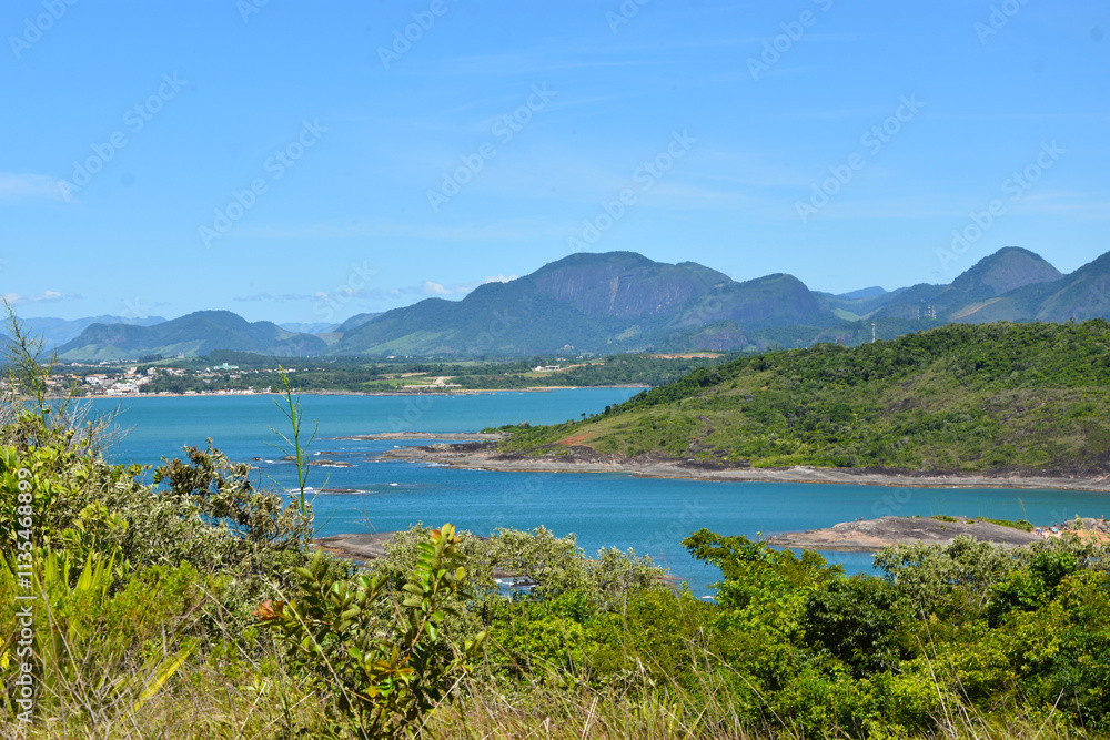 Tropical sandy beach with blue water in Guarapari in the state of Espirito Santo in Brazil Tropical sandy beach with blue water in Guarapari in the state of Espirito Santo in Brazil