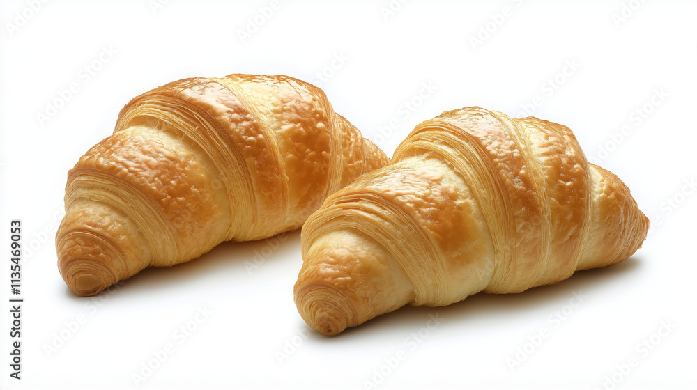 Golden and Flaky Studio Shot of Freshly Baked Croissants Golden and Flaky Studio Shot of Freshly Baked Croissants