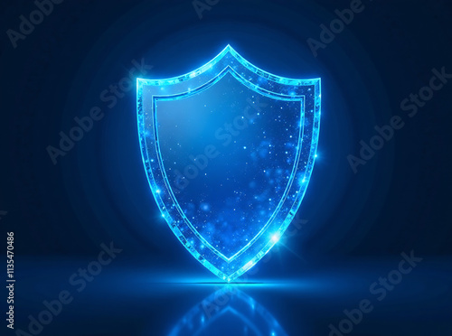 A 3D crystal blue security shield with a luminous style