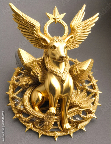 Golden coat of arms of arms photo