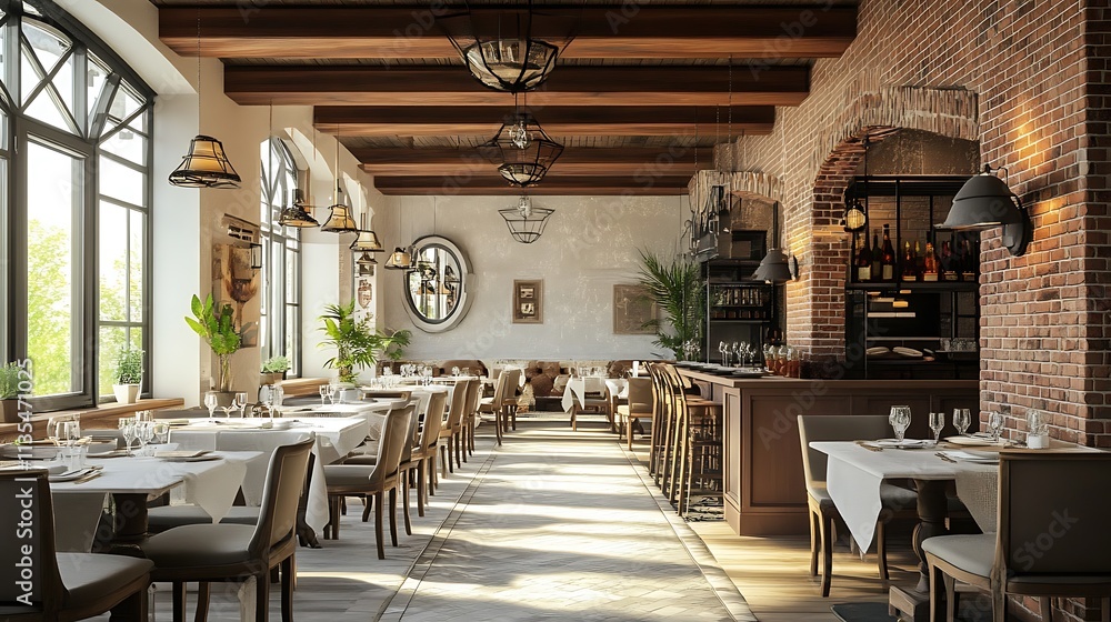 Elegant Restaurant Interior. Concept of Fine Dining, Warm Ambiance, and Hospitality. Elegant Restaurant Interior. Concept of Fine Dining, Warm Ambiance, and Hospitality.