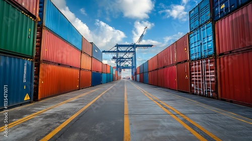 Wallpaper Mural Shipping containers at a port. Concept of global trade and logistics. Torontodigital.ca