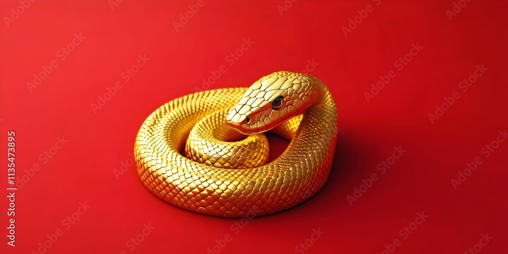 Fototapeta premium snake on a red background, ai generated.