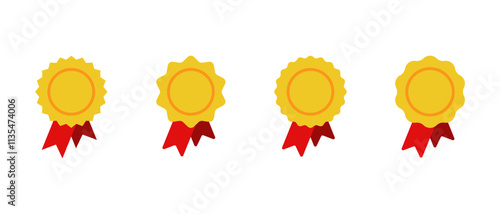 Gold award ribbon icon in flat design. Medal badge sign symbol