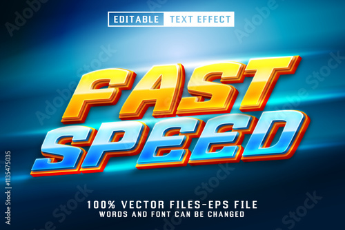 Fast speed 3d text effect. editable text effect premium vectors