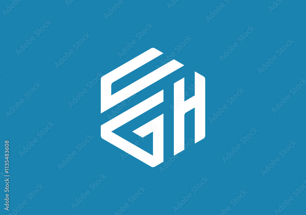 monogram cube symbol with letter C G H logo design monogram cube symbol with letter C G H logo design