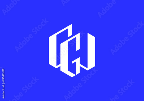 monogram home symbol with letter C G H logo design