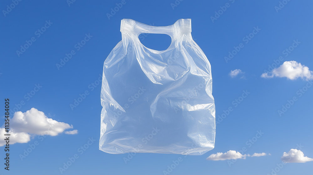 Transparent Plastic Bag in a Blue Sky with Clouds Transparent Plastic Bag in a Blue Sky with Clouds