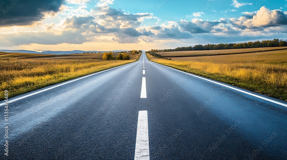 Fototapeta premium Open Road, Endless Possibilities. Concept of journey, freedom, and adventure.