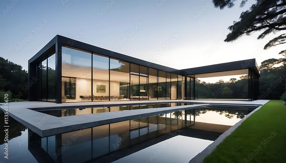Fototapeta premium Excelent Minimalist Modern Masterpiece with Reflective Serenity