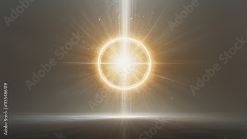 Glowing orb with light rays.