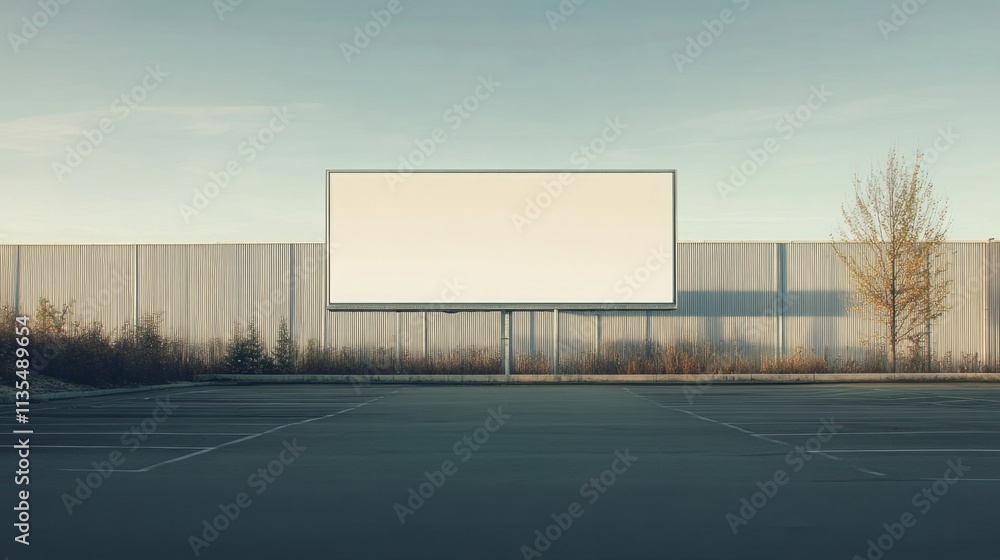 Blank billboard at an empty parking lot minimalist urban outdoor design emphasizing simplicity and bold advertising space striking visual clarity Blank billboard at an empty parking lot minimalist urban outdoor design emphasizing simplicity and bold advertising space striking visual clarity