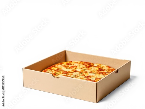 Corrugated pizza box package die cut with mock up displayed, box, corrugated, delivery photo