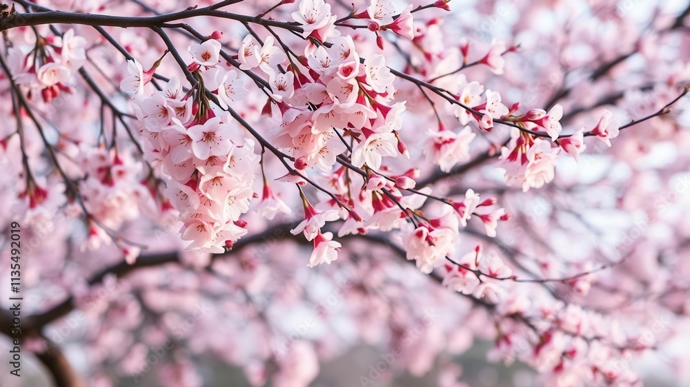Pink sakura petals falling gently creating a beautiful background, peaceful, Asia Pink sakura petals falling gently creating a beautiful background, peaceful, Asia