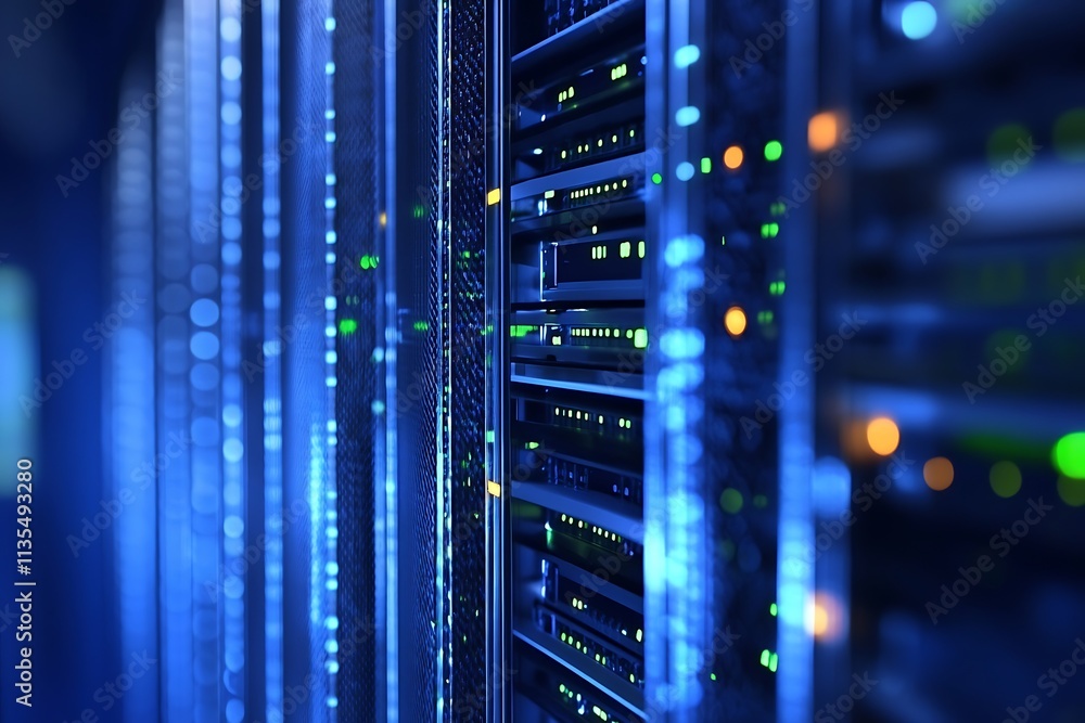 Server rack, data center, technology, network Server rack, data center, technology, network