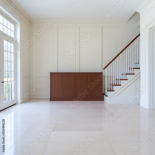 Wallpaper Mural Mahogany Cabinet Under a Foyer Staircase in a Colonial Setting Torontodigital.ca
