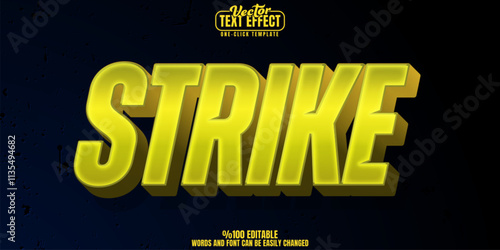 Strike editable text effect, customizable hit and action 3d font style