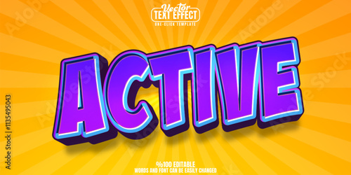 Active editable text effect, customizable comic and action 3d font style