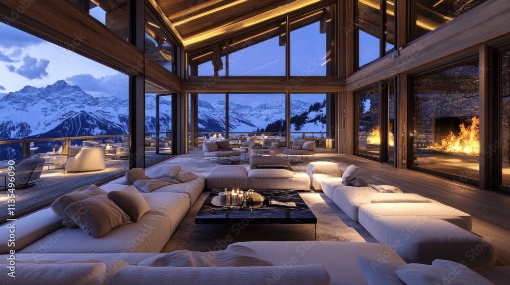 Fototapeta premium Luxury Chalet with Breathtaking Mountain Views