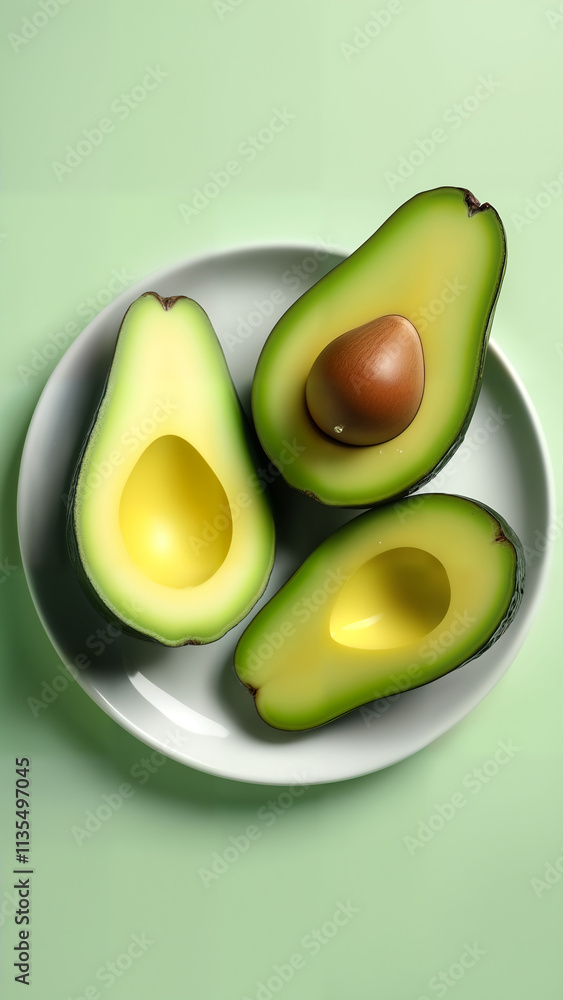 Sliced Avocados on a Plate Sliced Avocados on a Plate