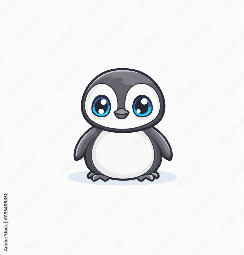 Cartoon penguin with big blue eyes on white background. Cartoon penguin with big blue eyes on white background.