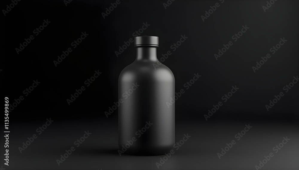 matte blank bottle 3D render with soft shadows isolated on a black background create with ai matte blank bottle 3D render with soft shadows isolated on a black background create with ai