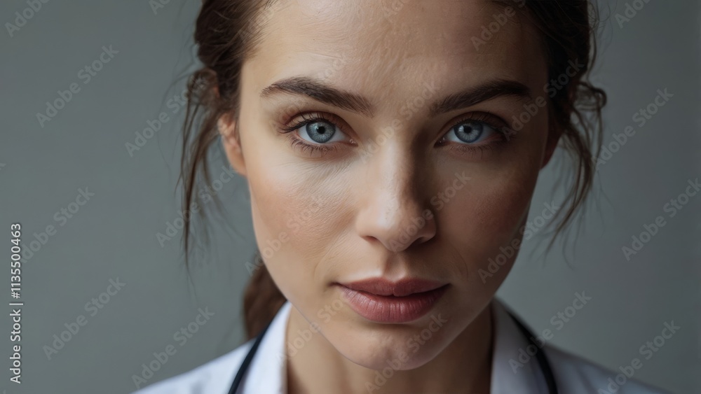 A close-up woman doctor eye A close-up woman doctor eye
