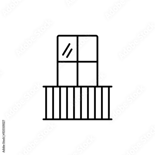 Balcony icon. vector flat black linear illustration for web and app..eps