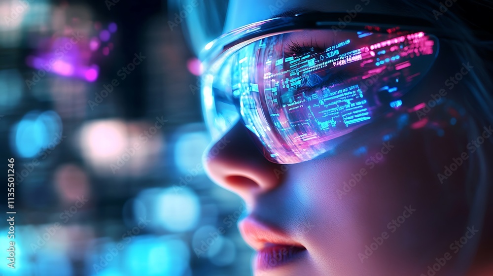 Futuristic Woman with Augmented Reality Glasses Futuristic Woman with Augmented Reality Glasses