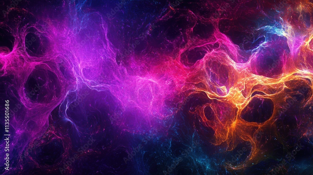 Obraz premium Vibrant Colorful Abstract Cosmic Background with Swirling Patterns