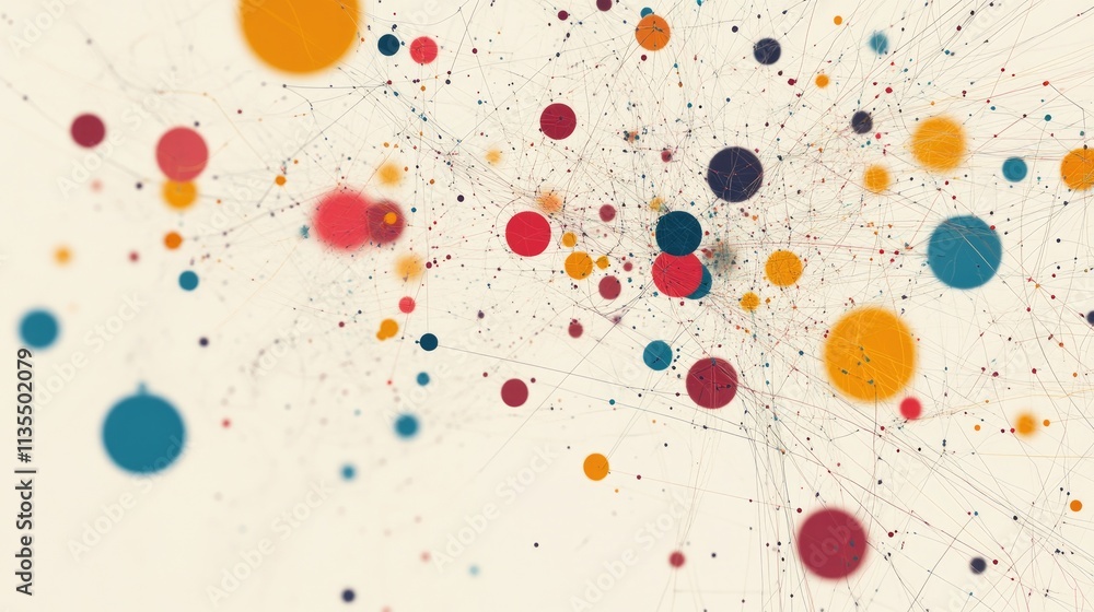 Colorful Abstract Design with Dots and Lines on Light Background Colorful Abstract Design with Dots and Lines on Light Background
