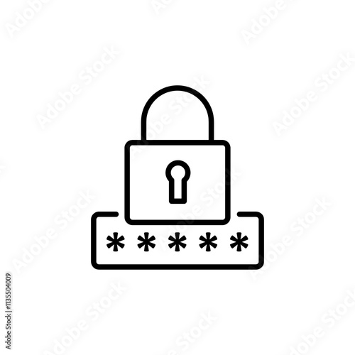 Pin code icon.vector flat black linear illustration for web and app..eps