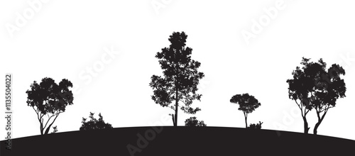silhouette of Australian gum tress with white background