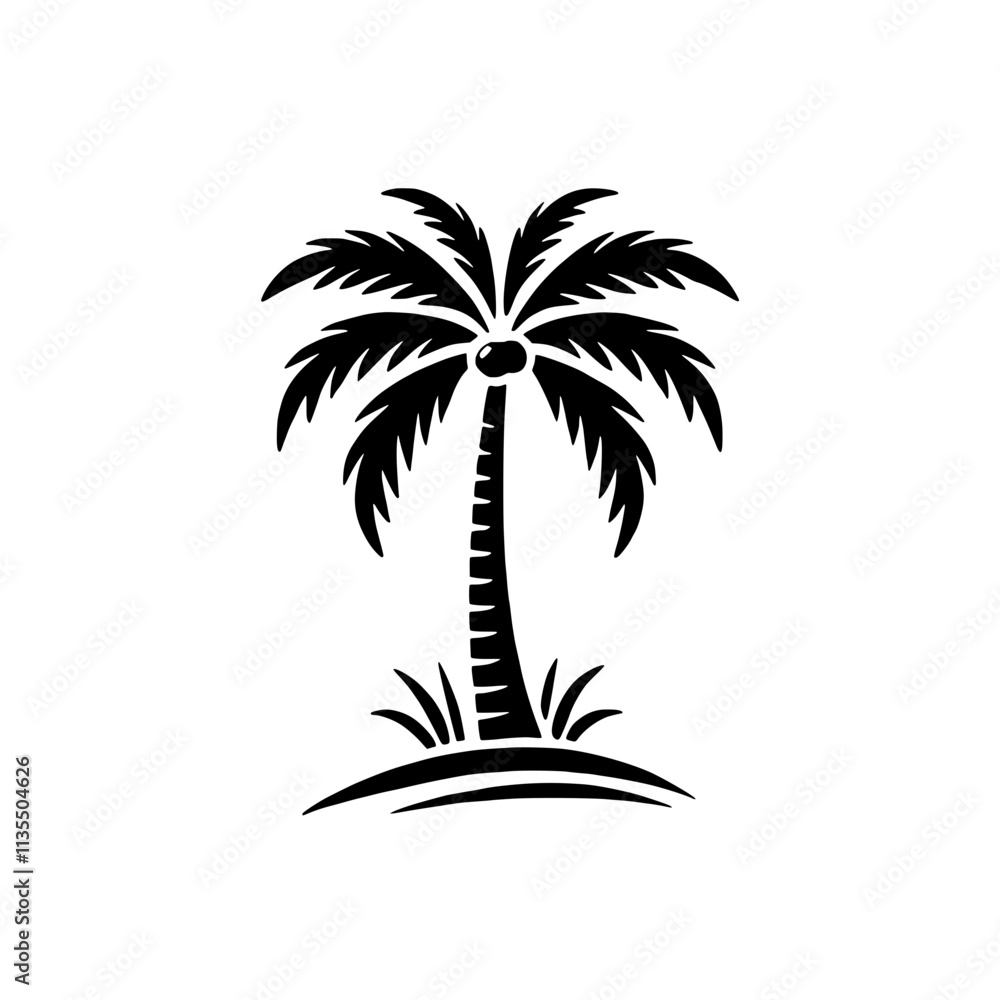 Obraz premium Tropical Paradise: Silhouette of a Coconut Palm Tree