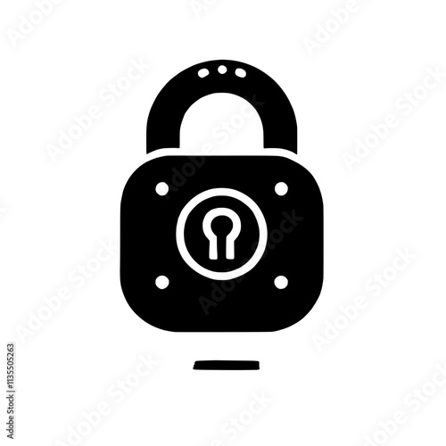 Secure Padlock Icon: A simple yet effective black padlock icon, symbolizing security, privacy, and protection. Perfect for websites, apps.