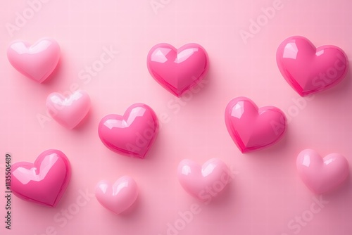 Pink Hearts on Pink Background