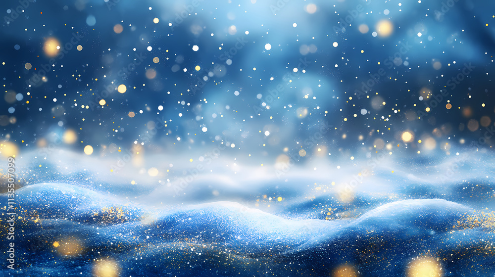Arctic twilight elegance. icy blue surface with drifting gold powder. luxurious winter wonderland. sophisticated celebration backdrop. Nightfall. Illustration Arctic twilight elegance. icy blue surface with drifting gold powder. luxurious winter wonderland. sophisticated celebration backdrop. Nightfall. Illustration