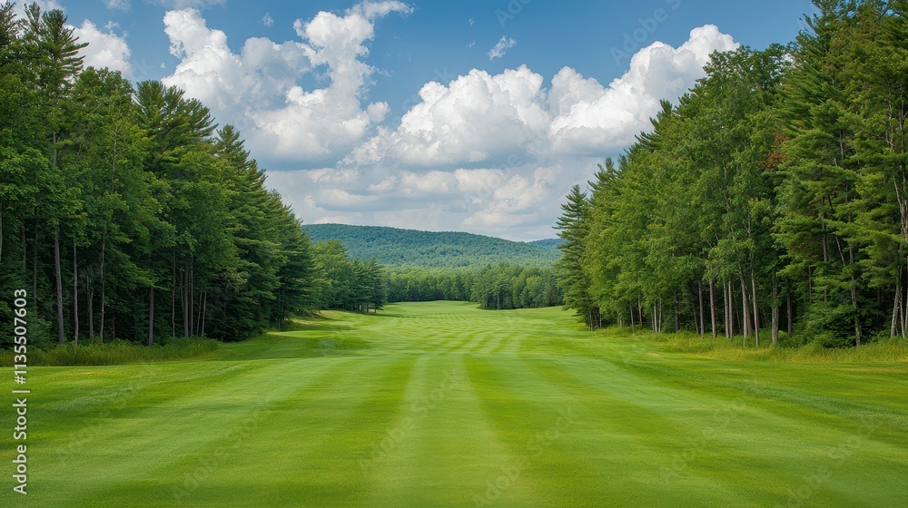 Serene Golf Course Fairway with Lush Green Grass and Trees Serene Golf Course Fairway with Lush Green Grass and Trees