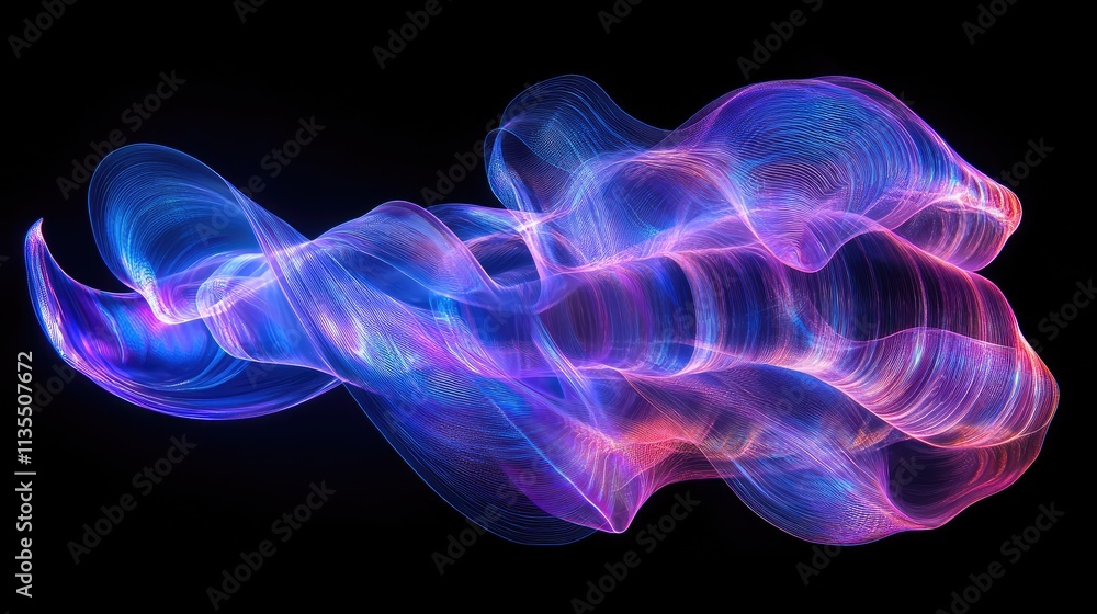 Fototapeta premium Vibrant Colorful Abstract Flowing Waves with Light Trails on Black