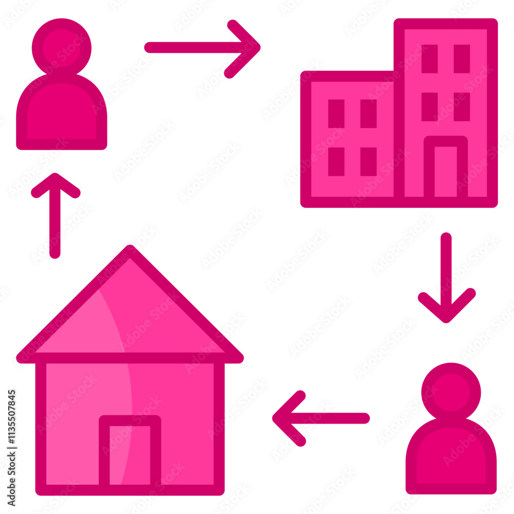 Hybrid Office Model Icon Element For Design Hybrid Office Model Icon Element For Design